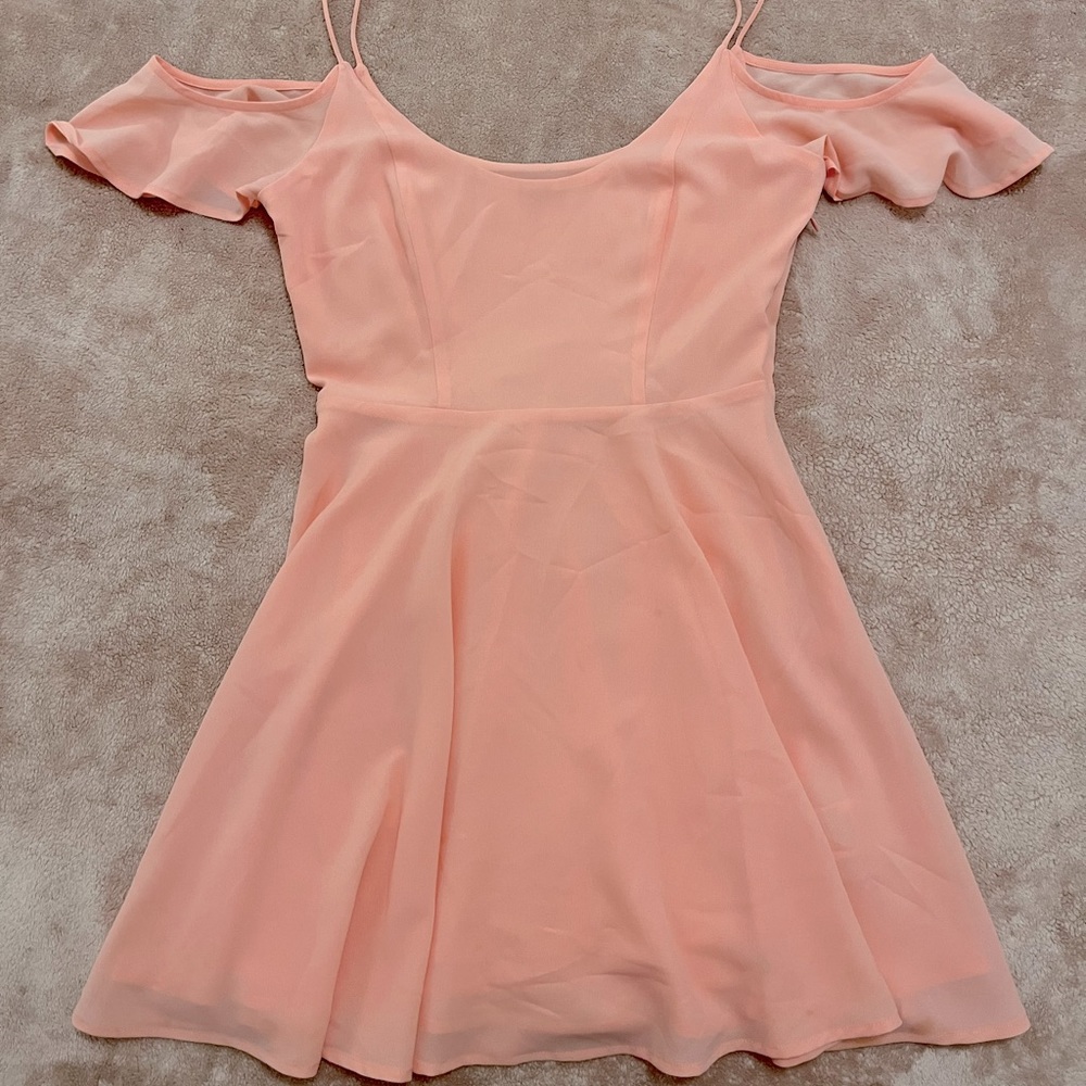 Coral open off the shoulder dress